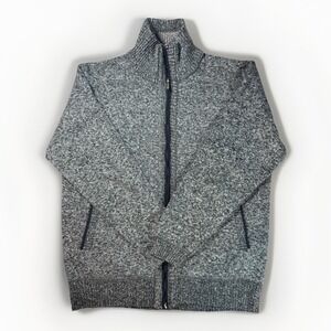 YeoKou Men's Sweater Jacket L Gray Fleece Lined Zip Up Cashmere Wool Warm Coat